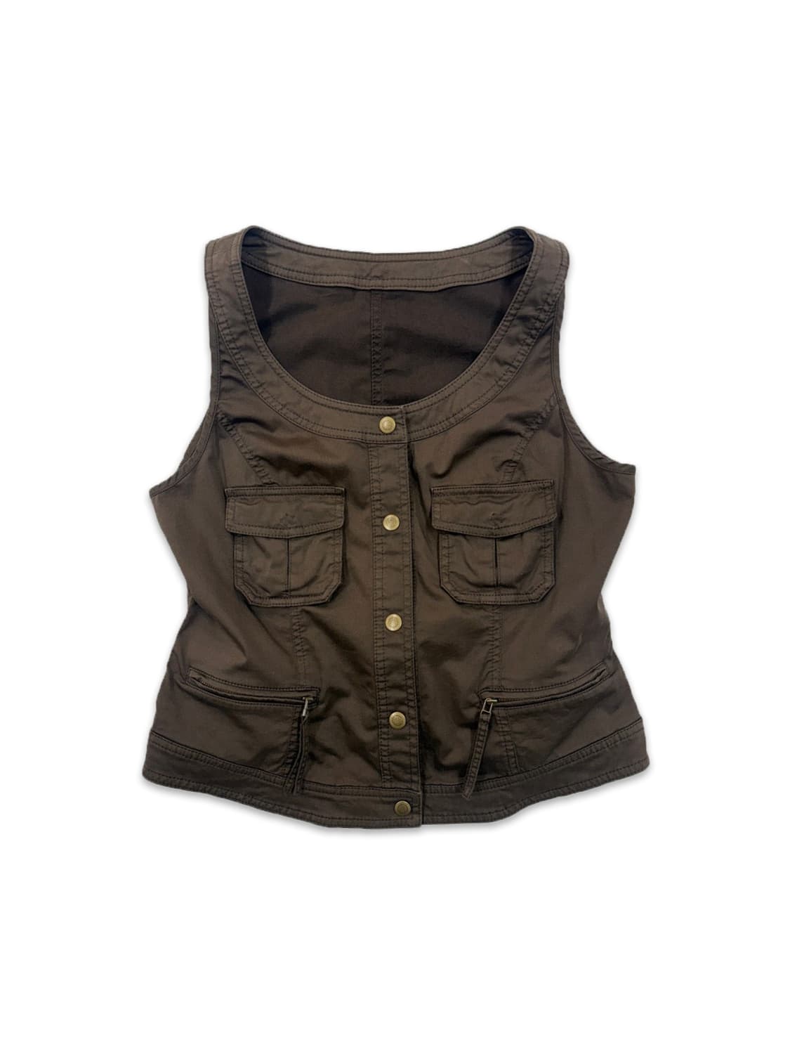 빈티지 브라운 포켓 디테일 베스트 상품이미지1