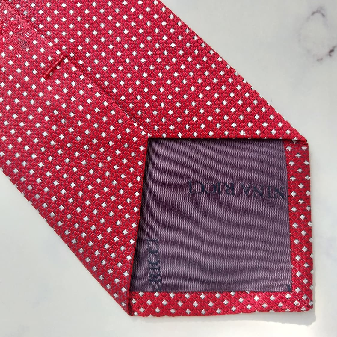 니나리치 실크 레드 자카드 패턴 넥타이 9.1cm A+등급 K2228 상품이미지7