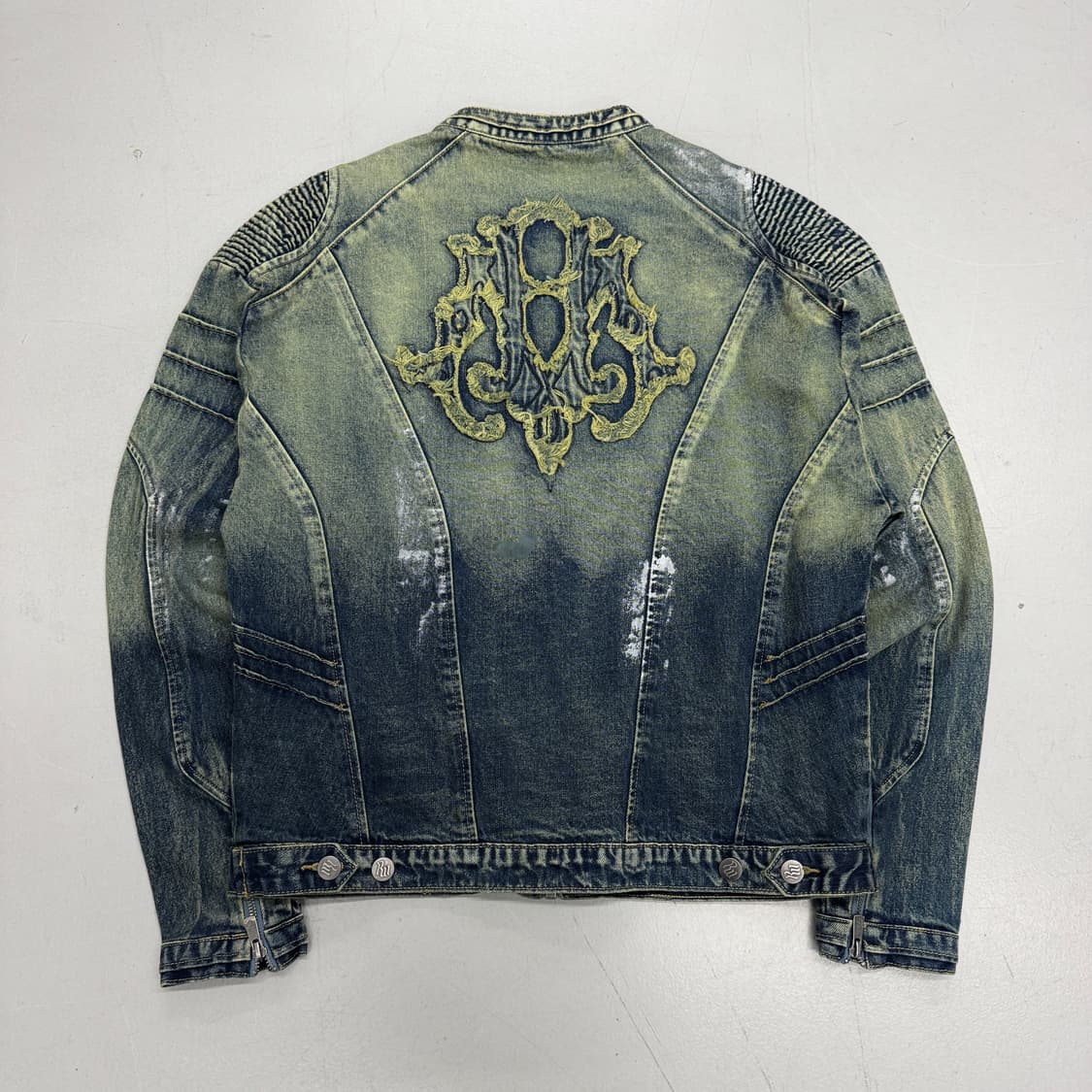로카웨어 Y2K 바이커 워싱 빅로고 데님 집업 자켓 상품이미지3