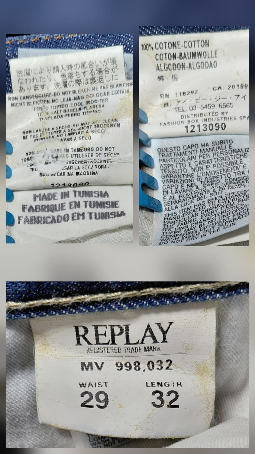 리플레이(REPLAY) 빈티지 워싱 데님 청바지 (29x32) 상품이미지6