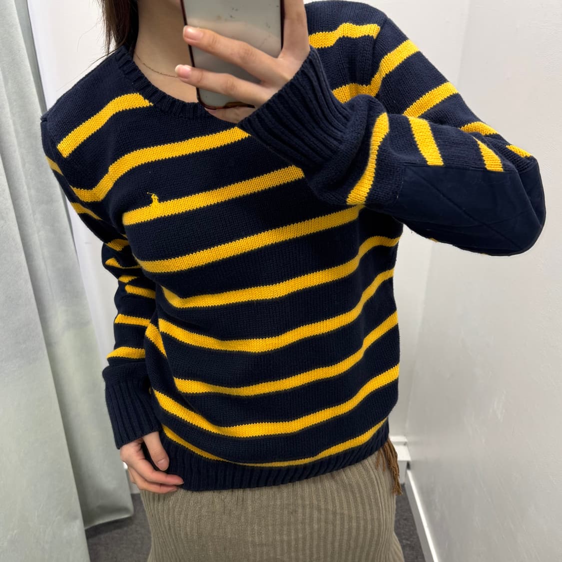 폴로 옐로우 네이비 스트라이프 니트 상품이미지2