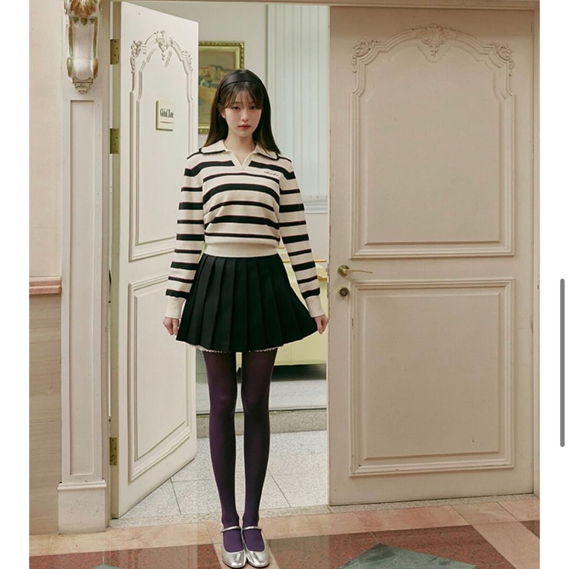 로라로라 레이스 플리츠 미디 미니 스커트 그레이 색상 m사이즈 로걀 갸루 상품이미지5