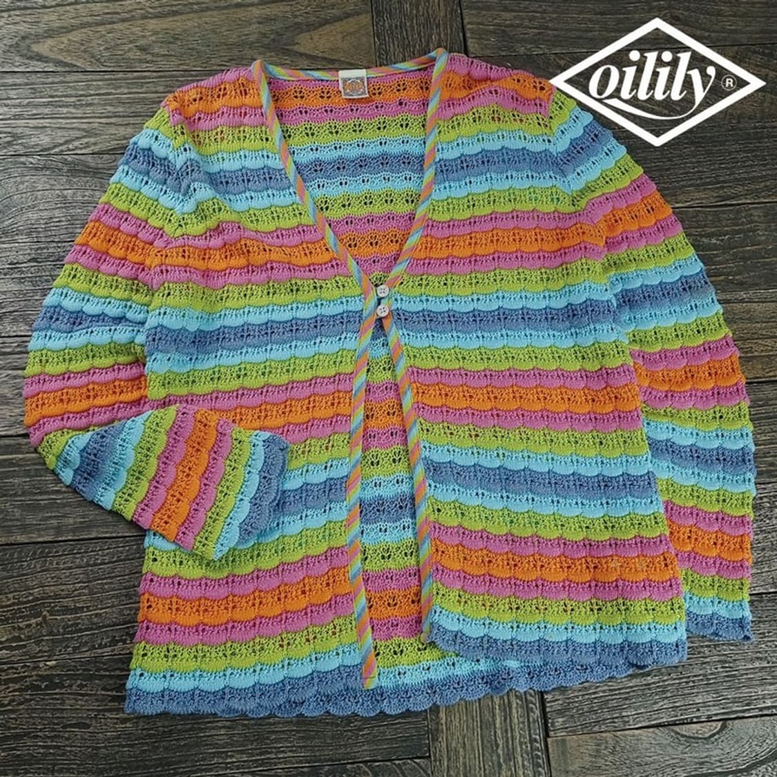 [오일릴리] 에스닉 스트라이프 패턴 니트 가디건 P01508 상품이미지1