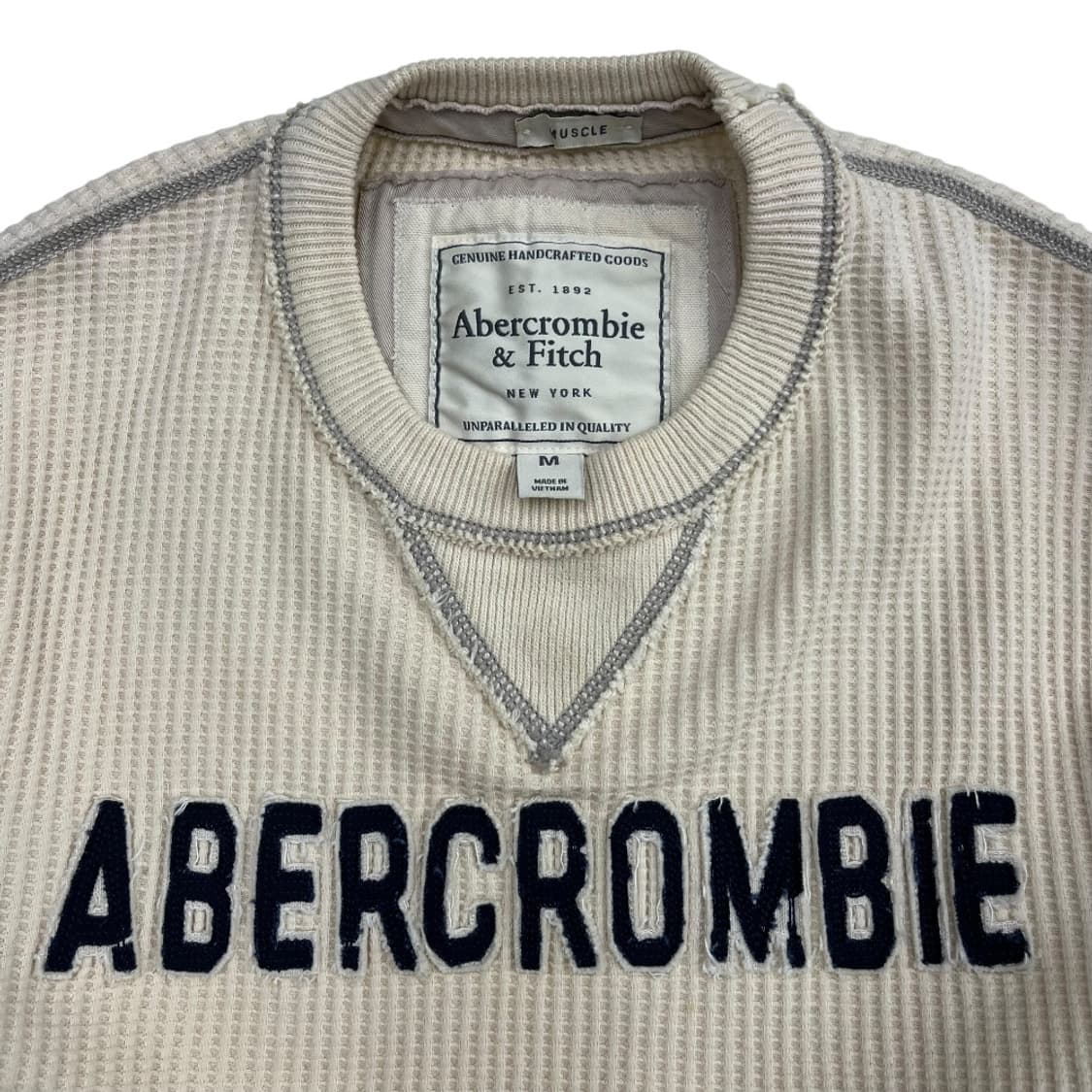 아베크롬비 네이비 패치로고 베이지 와플 롱슬리브 M 상품이미지5