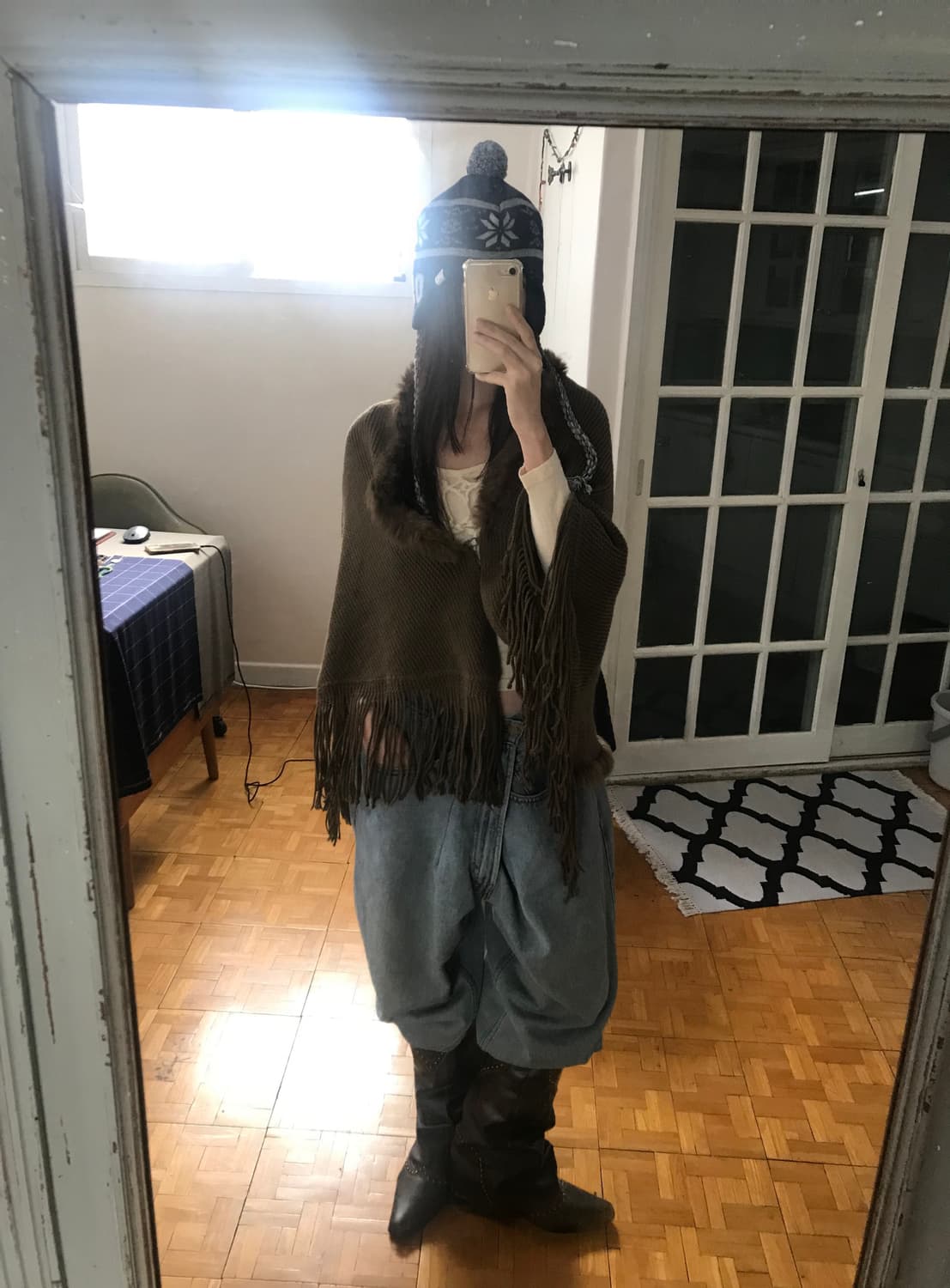 vintage brown fur tassle cape 상품이미지2