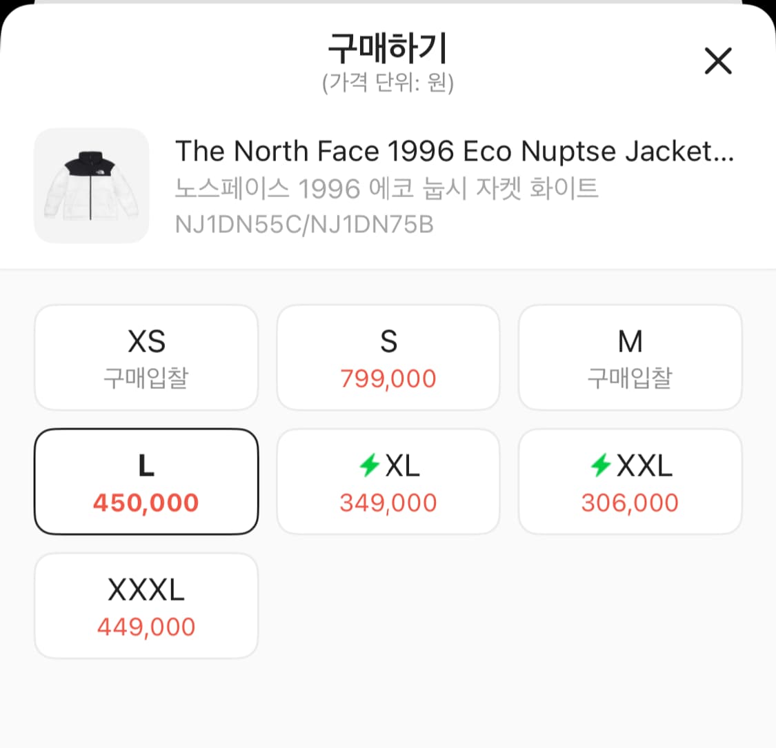 노스페이스 1996 에코 눕시 화이트 L 상품이미지2