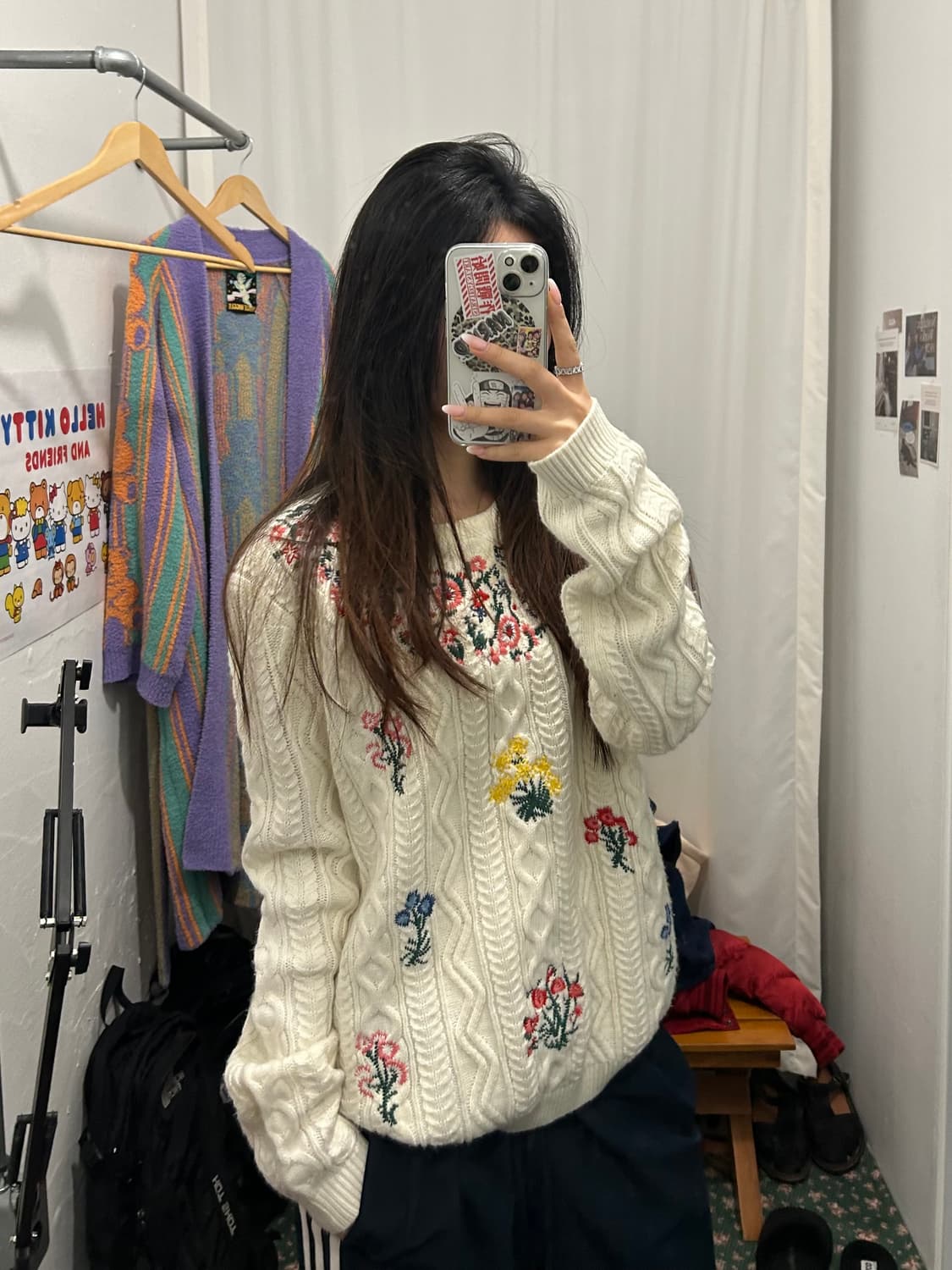 빈티지 케이블 꽃자수 니트 상품이미지2