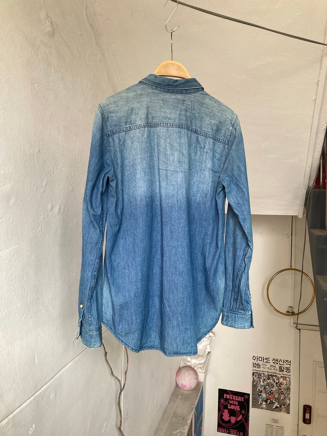 단추 포인트 웨스턴 데님 셔츠 상품이미지5