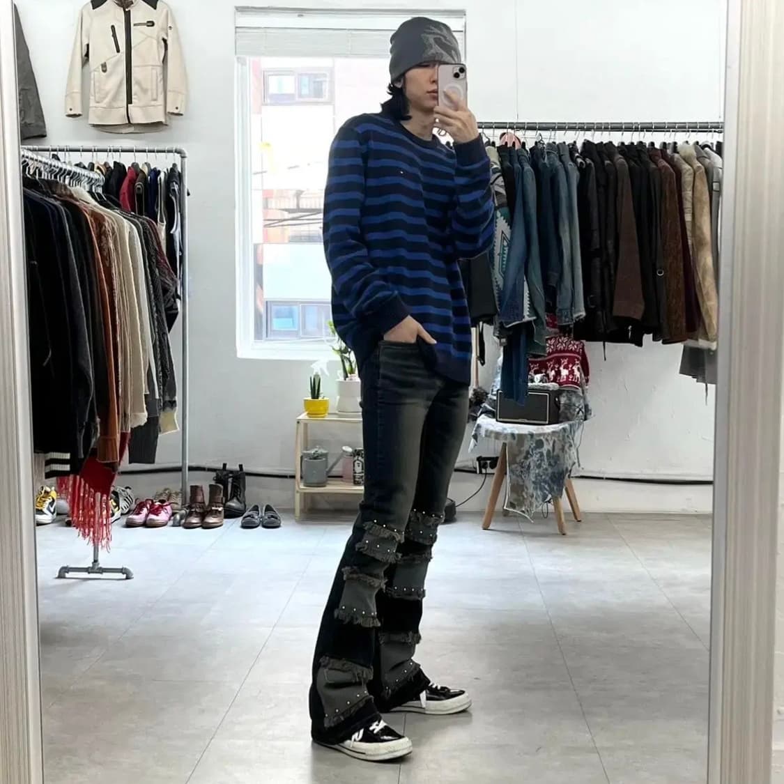 빈티지 프린지 부츠컷 데님 팬츠 상품이미지8