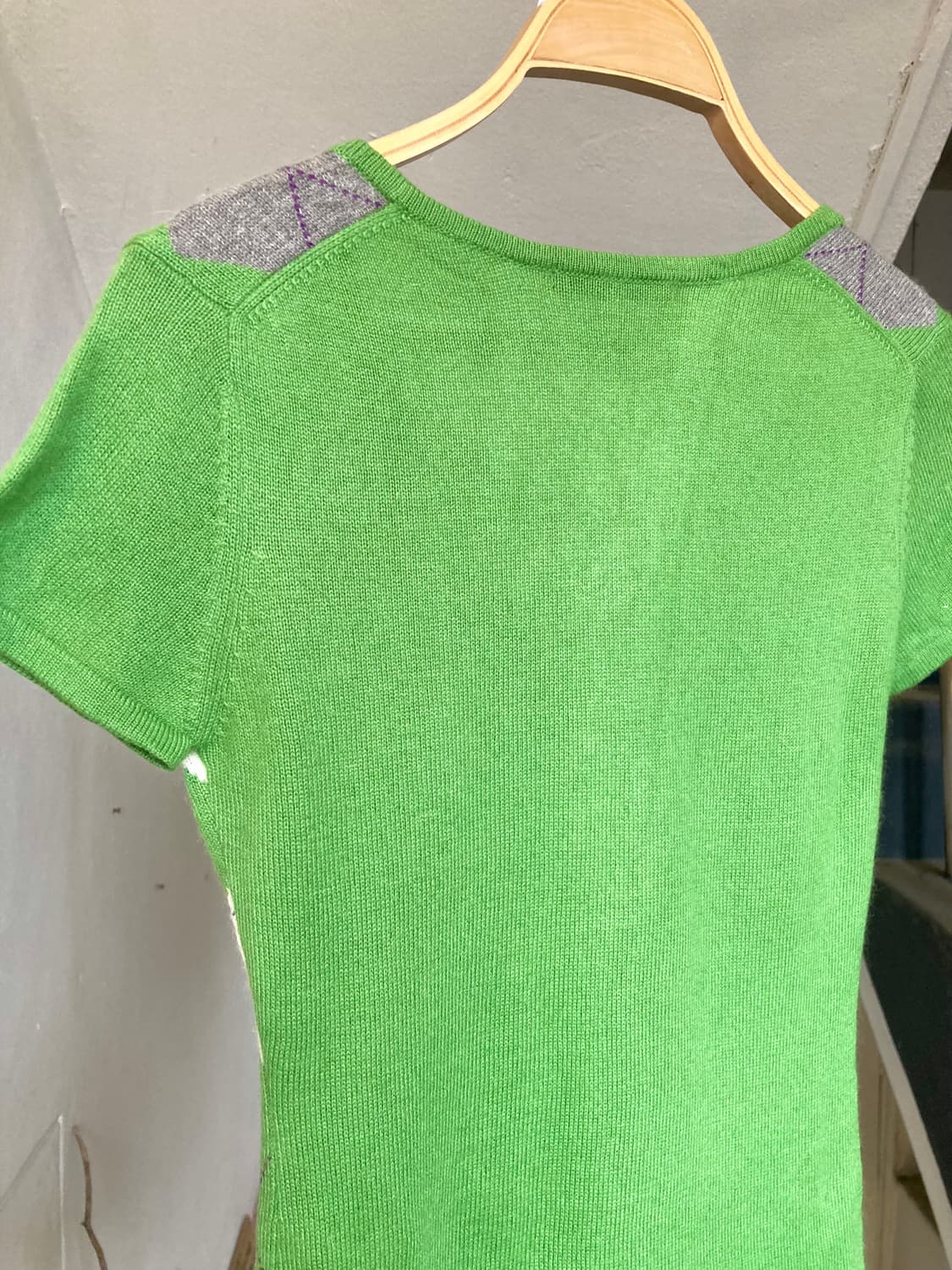 아가일 그린 반팔 니트 상품이미지6