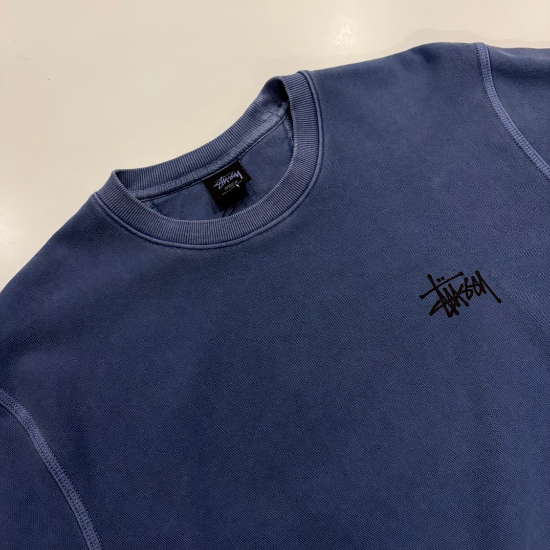 [M] 스투시 피그먼트 블루 워싱 맨투맨 티셔츠 B731 상품이미지3