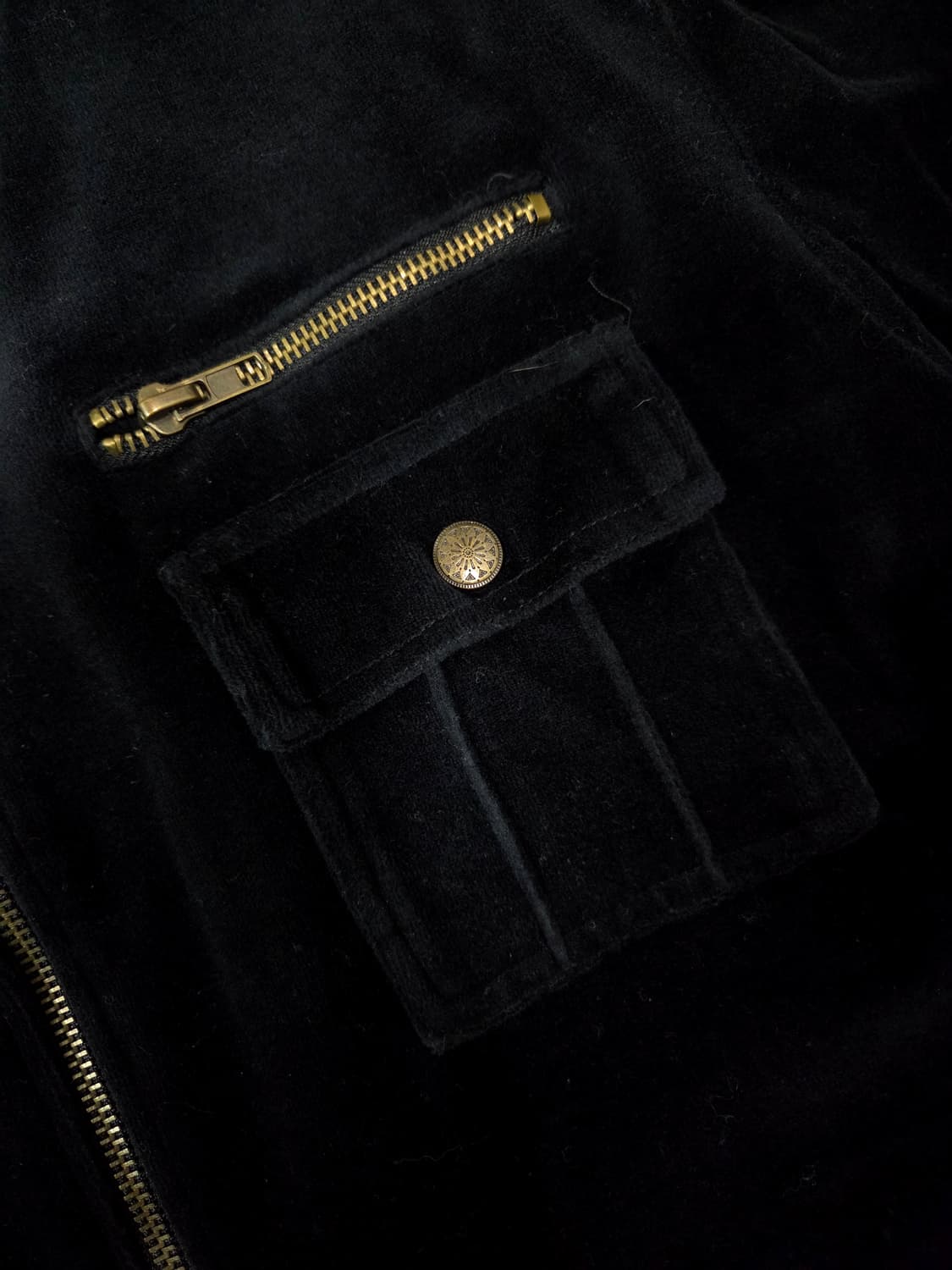 agate 블랙 벨벳 짚업 재킷 상품이미지4