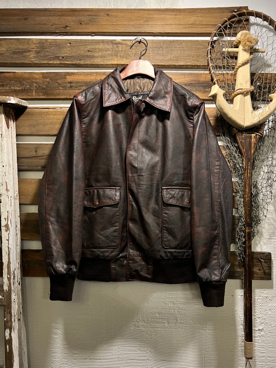 [M]90's USA 빈티지 리얼레더 A-2 플라이트 자켓 상품이미지1