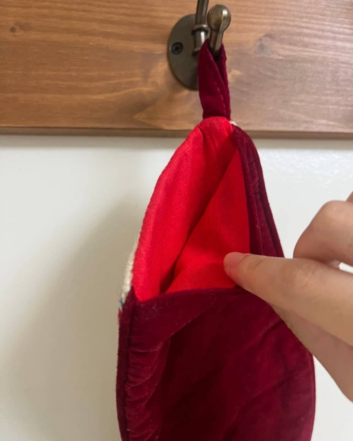 크리스마스 산타크로스 자수 벨벳 양말 선물 주머니 상품이미지4