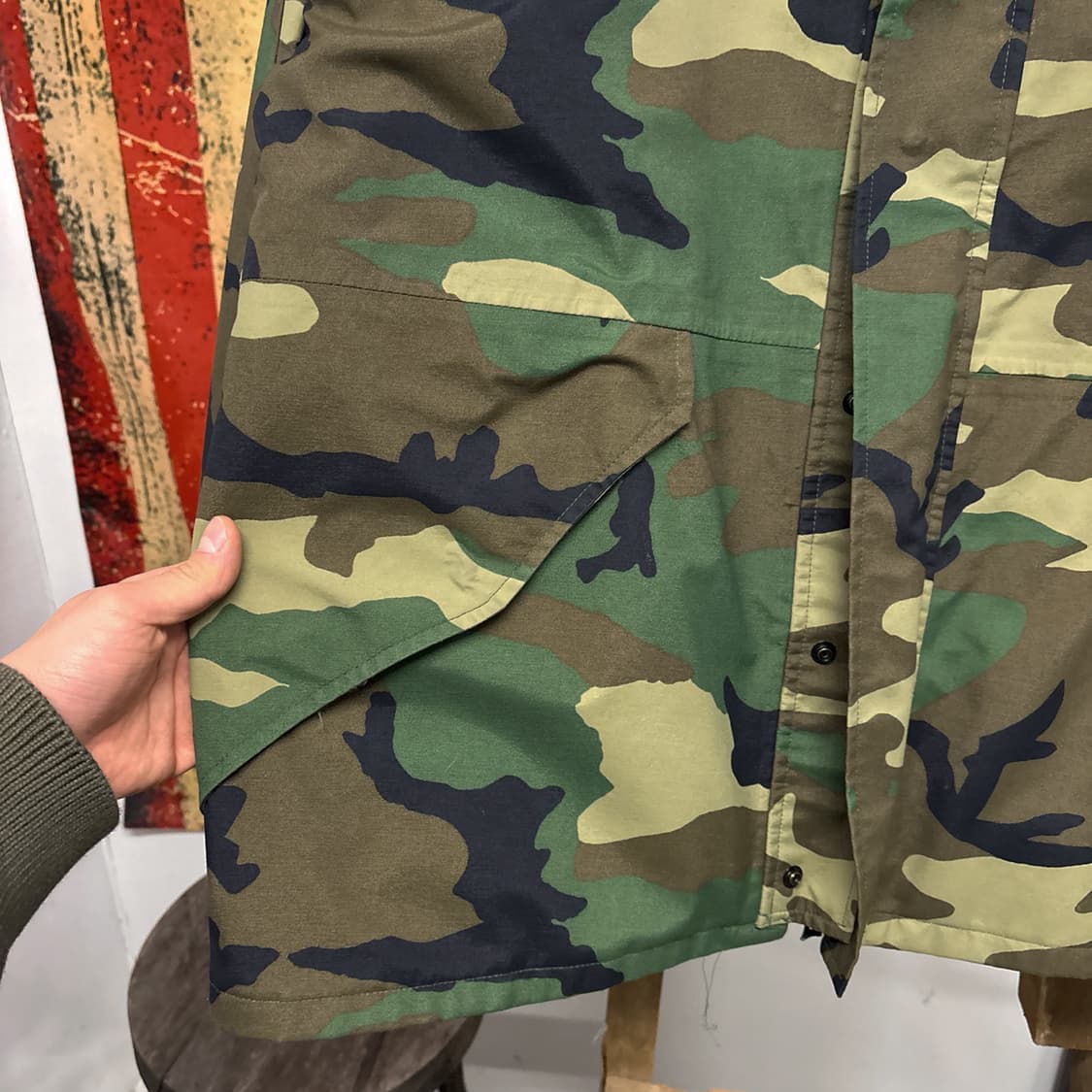 80s 오리지날 U.S ARMY ECWCS 파카 우드랜드 카모 N489 상품이미지5