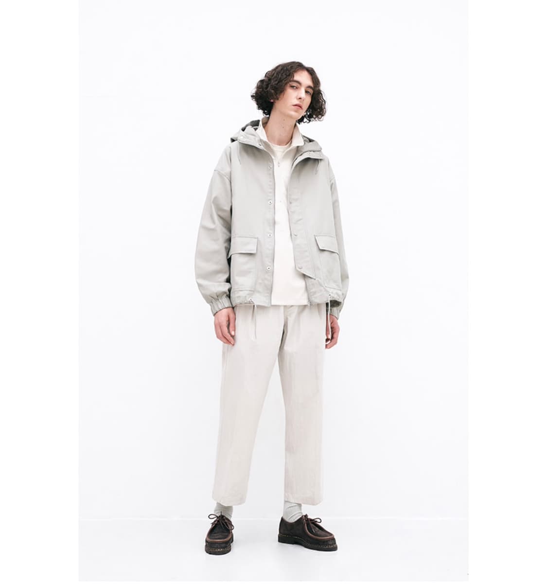 파르티멘토 코드 후드 집업 자켓 스모크레이 L 상품이미지4