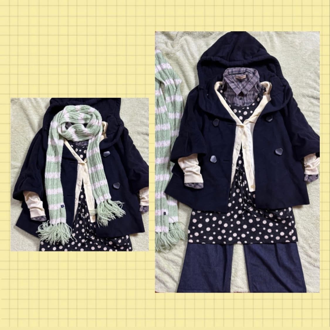 일본빈티지 괴짜 모리 코디 세트 (옐로우 가디건 + 도트 원피스 상품이미지6