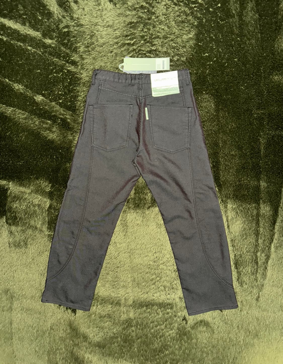 [S] 언어펙티드 22FW 루즈핏 트랙 데님 팬츠 그린 우드 상품이미지7