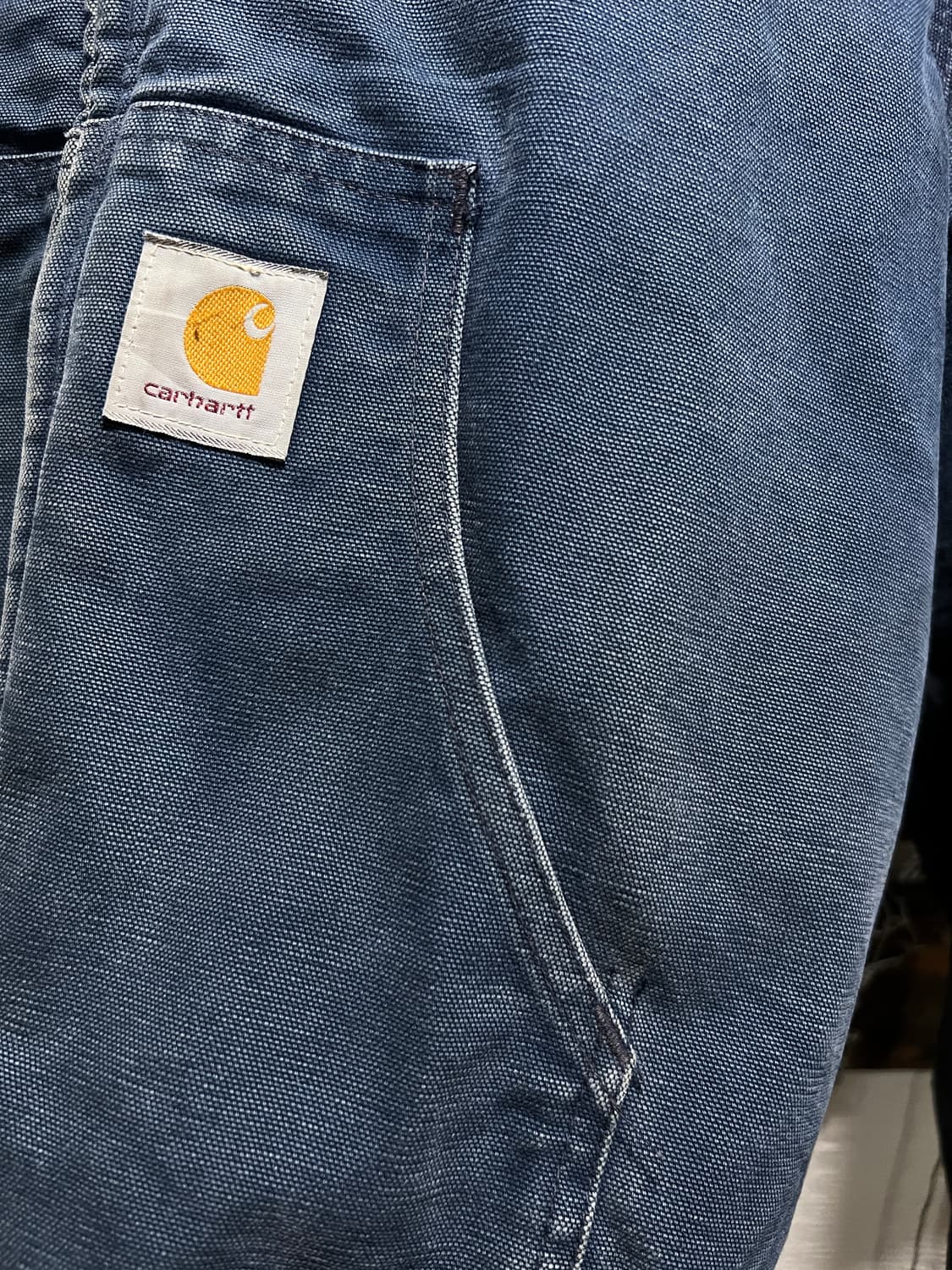 [M]90's 칼하트 USA 빈티지 워싱 파스텔블루 액티브 워크 자켓 상품이미지6