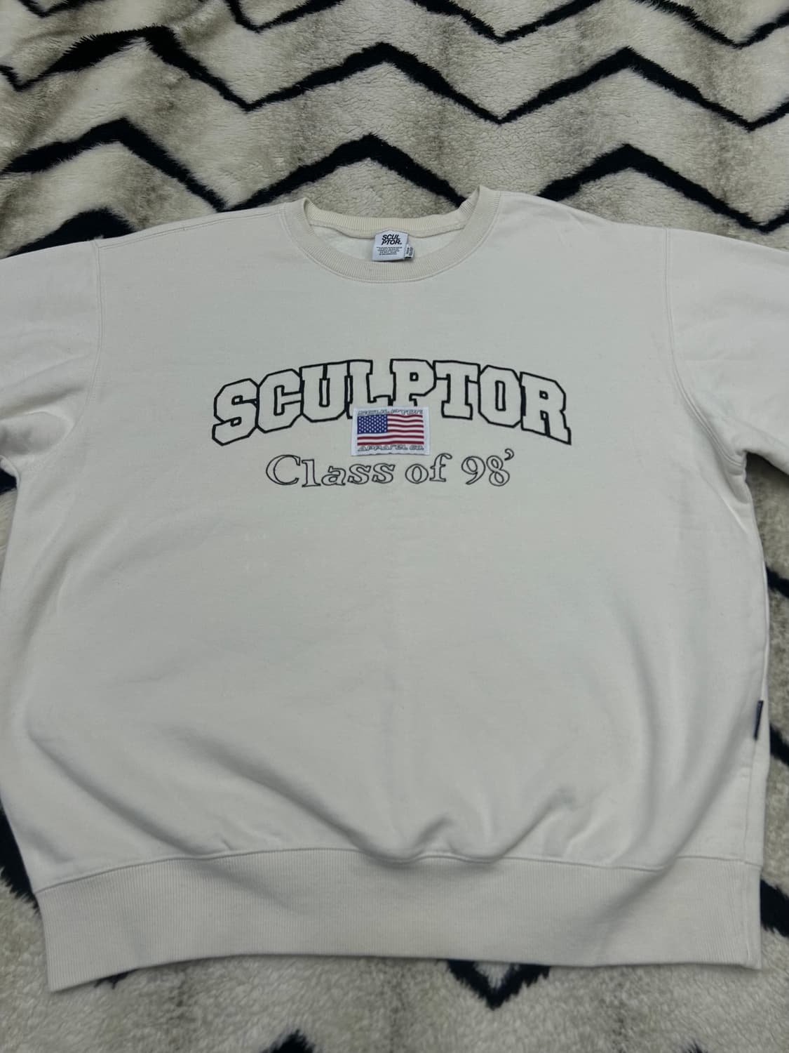 [M]스컬프터 클래스 성조기 오버핏 맨투맨/아이보리/기모 상품이미지3