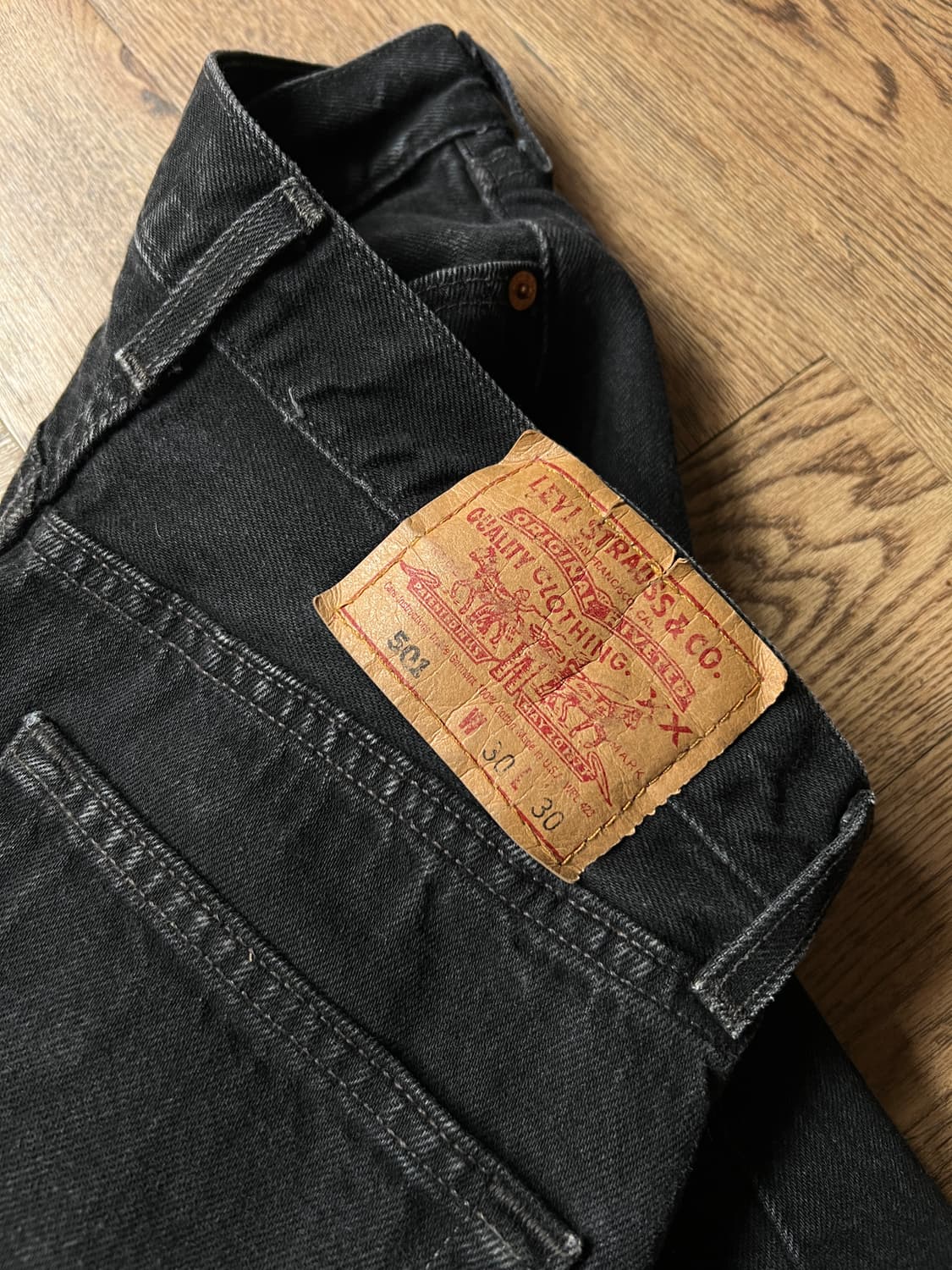 [30]90's 리바이스 501 USA Made 흑청 데님 팬츠 S16 상품이미지6