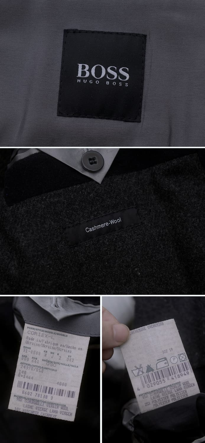 휴고 보스 가죽 넥카라 버진울 캐시미어 싱글 맥코트 (100-105) 상품이미지10