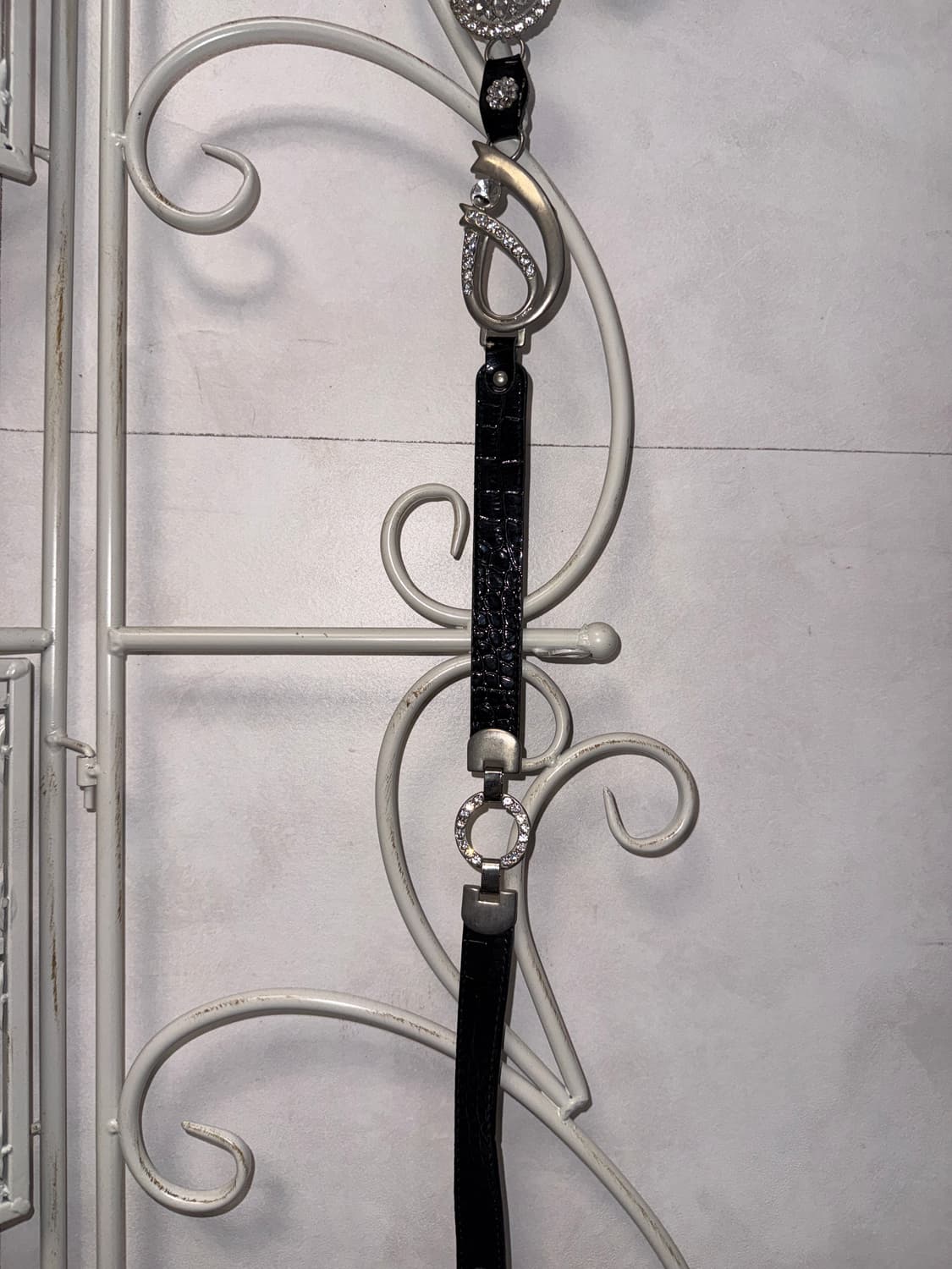 Black flower ribbon cubic chain belt 상품이미지7