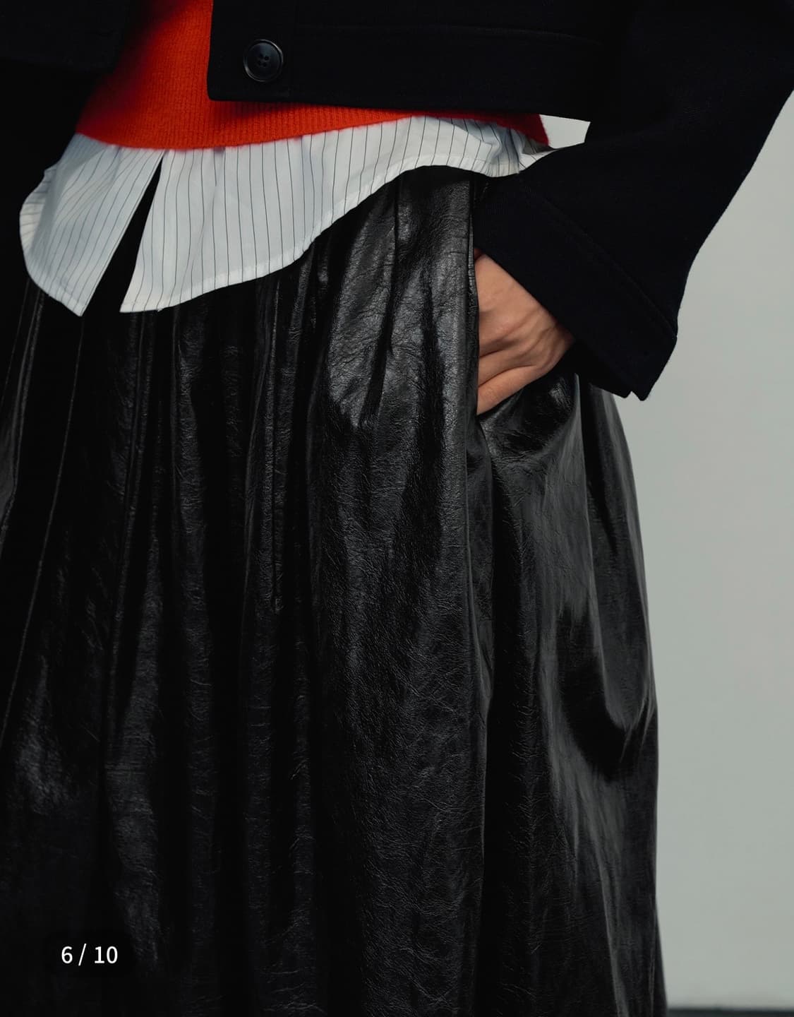 ORR 크랙 레더 스커트 XS 블랙 상품이미지2