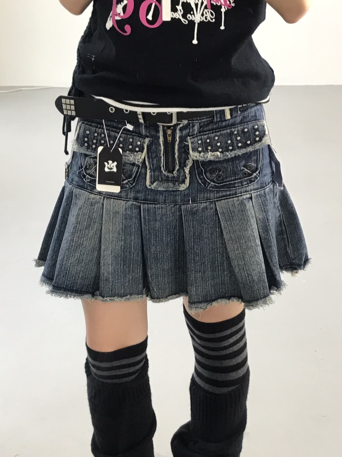 angus Y2k Denim Detail Mini Skirts 상품이미지2