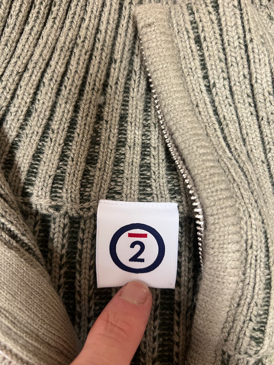 [ L ] 본챔스 니트 집업 카키 상품이미지4