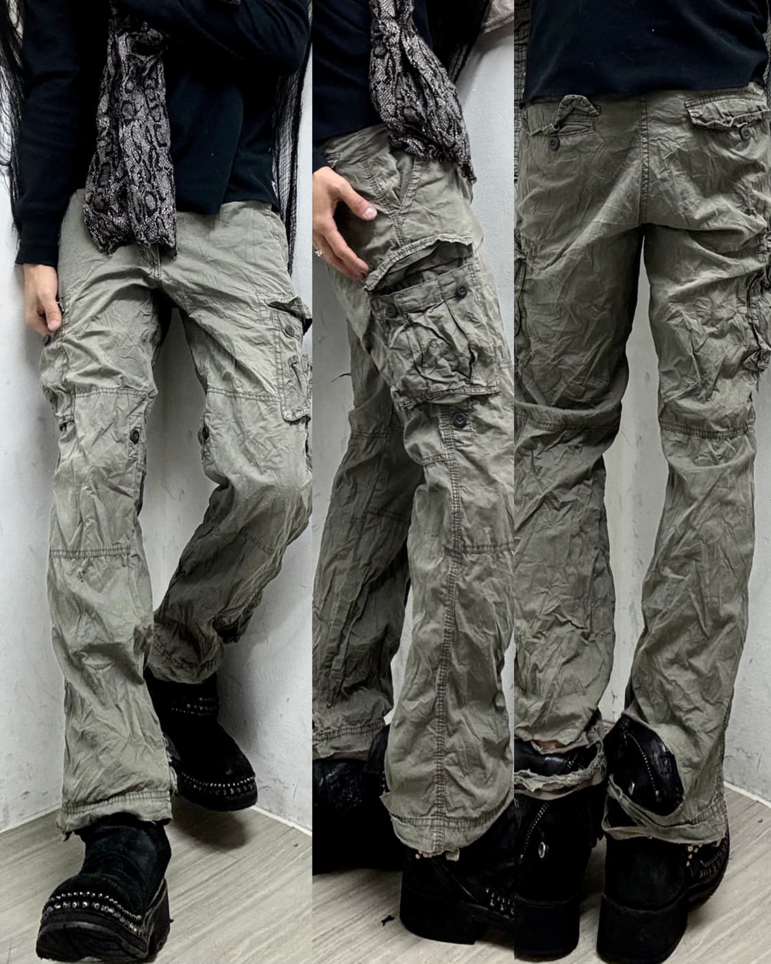 Grunge Mood Khaki Cargo Pants 상품이미지1
