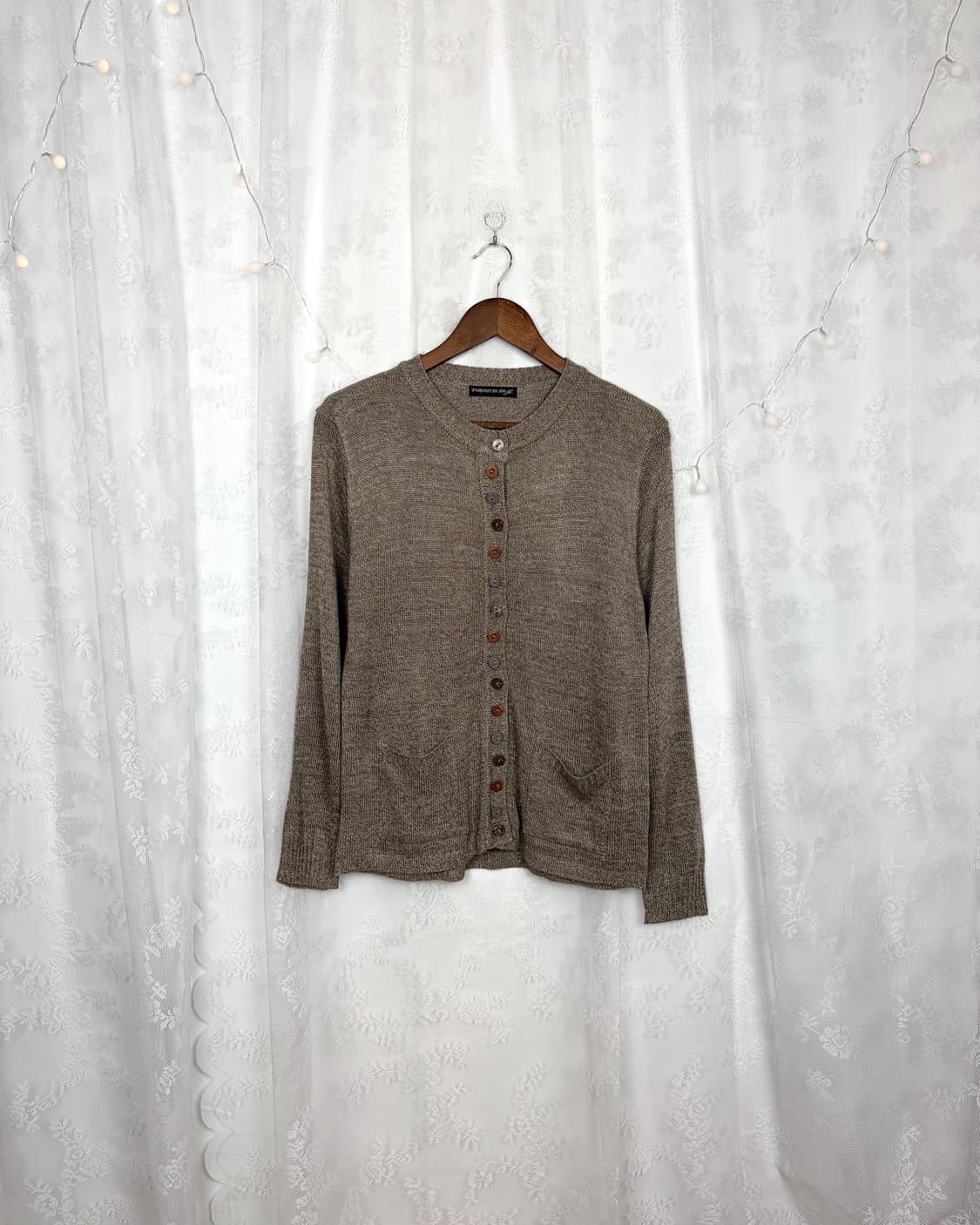 Button-front henley knit cardigan(brown) 상품이미지1