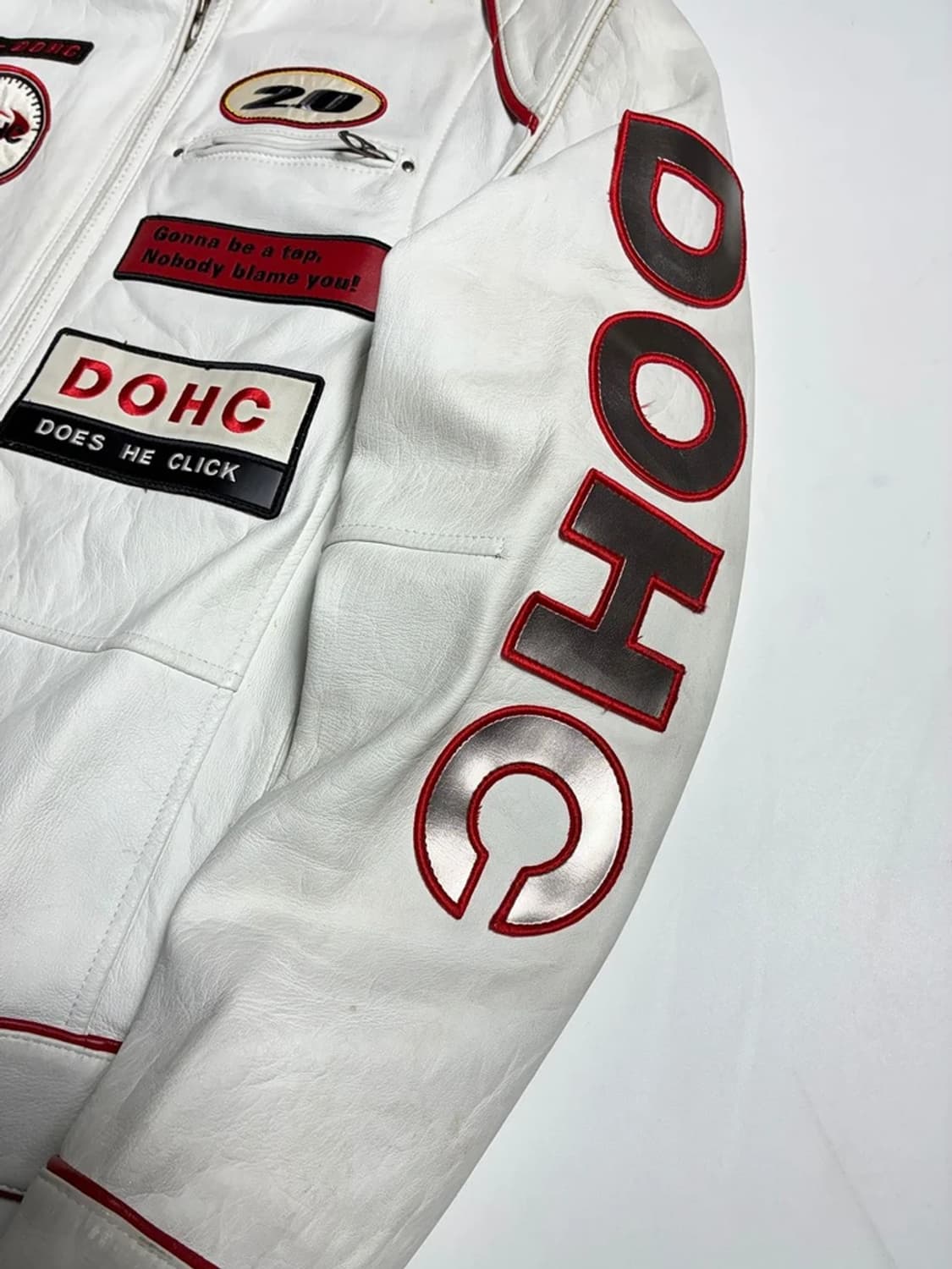 DOHC 레드 파이핑 패치 포인트 양가죽 라이딩 자켓 R1990 상품이미지4