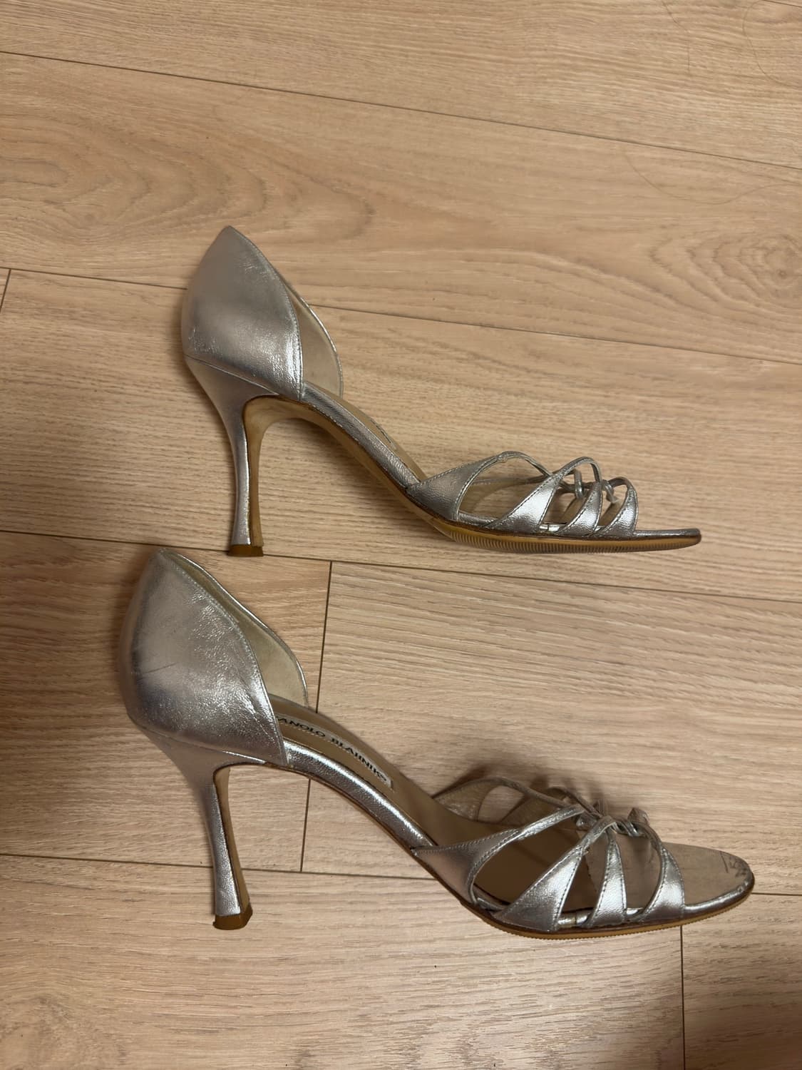 Manolo Blahnik 실버 오픈토 상품이미지4
