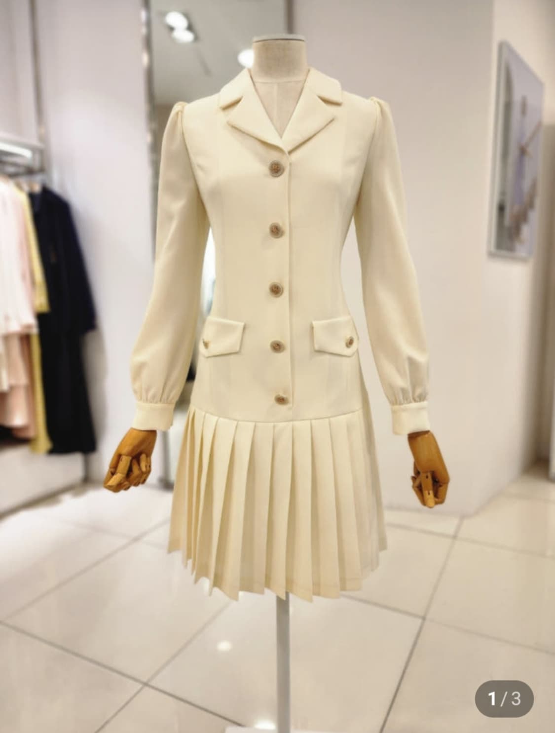 샤틴 밑단플리츠 원피스 66사이즈 상품이미지2