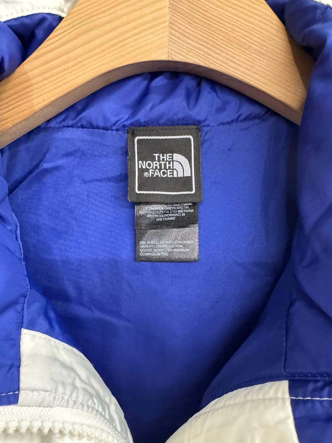 노스페이스 여성 흰/파 패딩조끼(오염) 상품이미지5