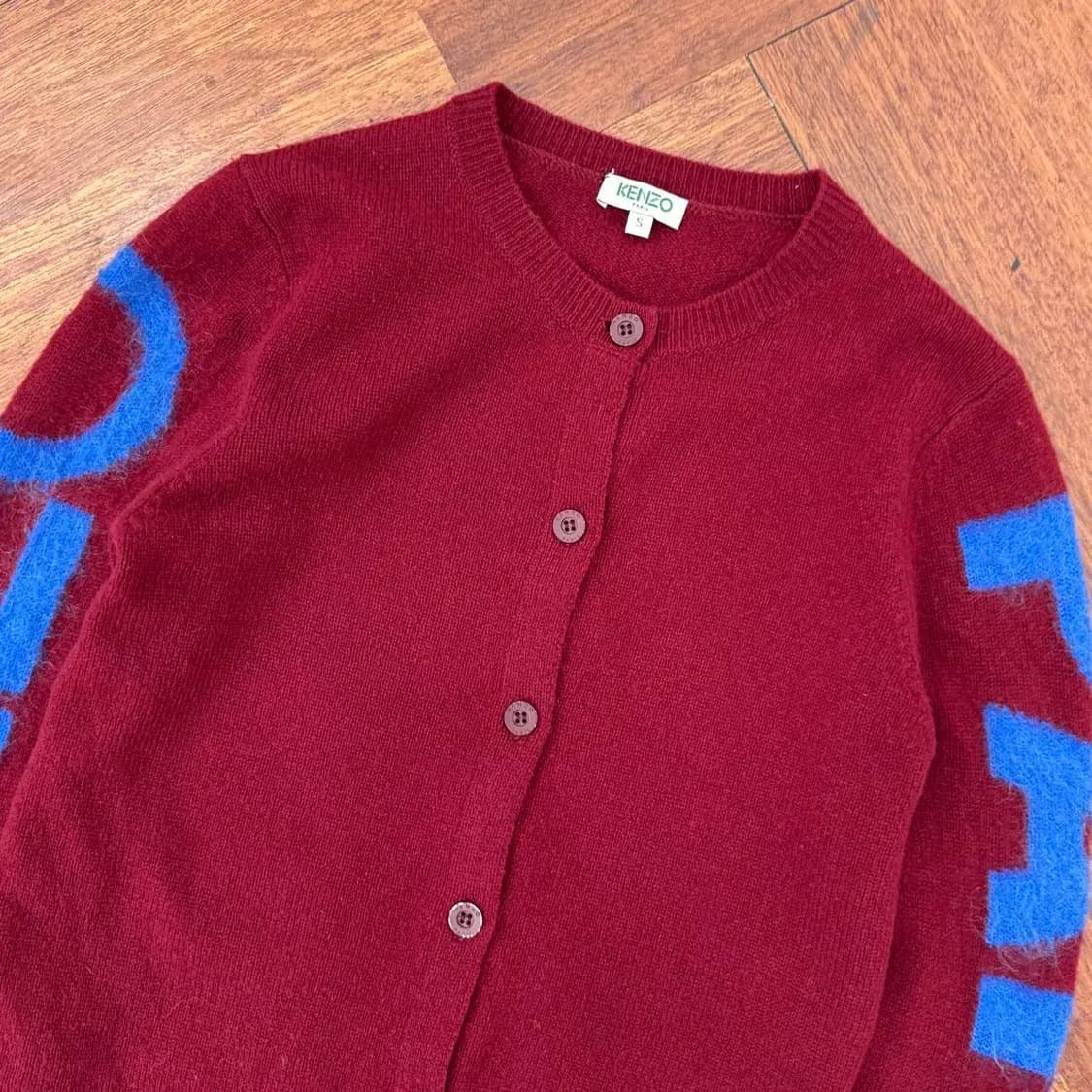 여성용 S KENZO 겐조 버건디 니트 가디건  상품이미지3