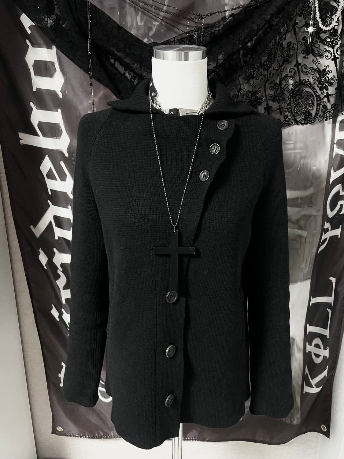 시스템 비대칭사선버튼울가디건 무채색아카이브요지꼼데캐피탈st 유니섹스 상품이미지2