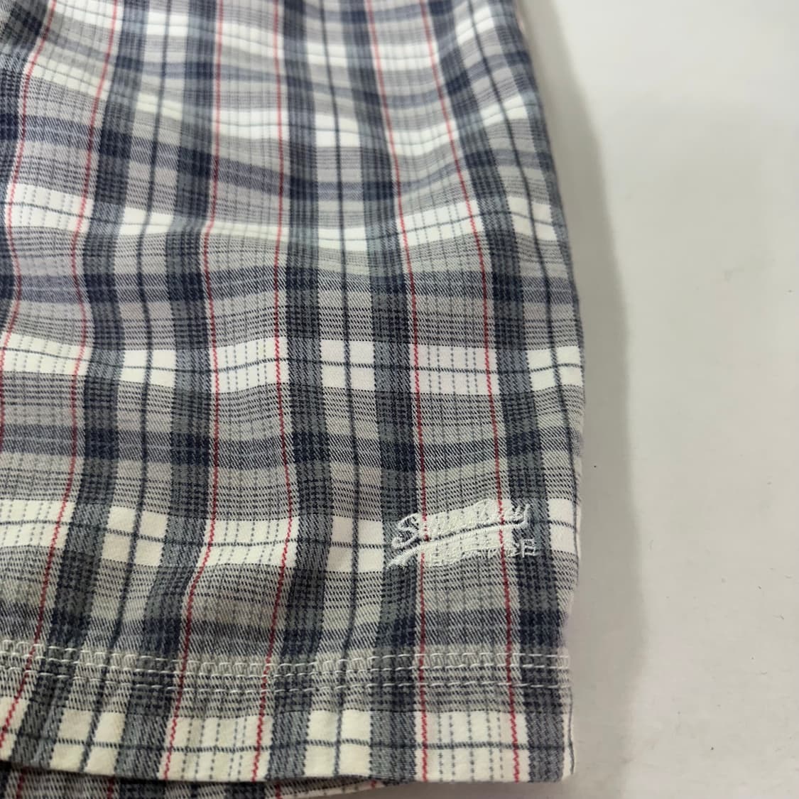 M 슈퍼드라이 코튼 버튼플라이 신치백 체크반바지 상품이미지4