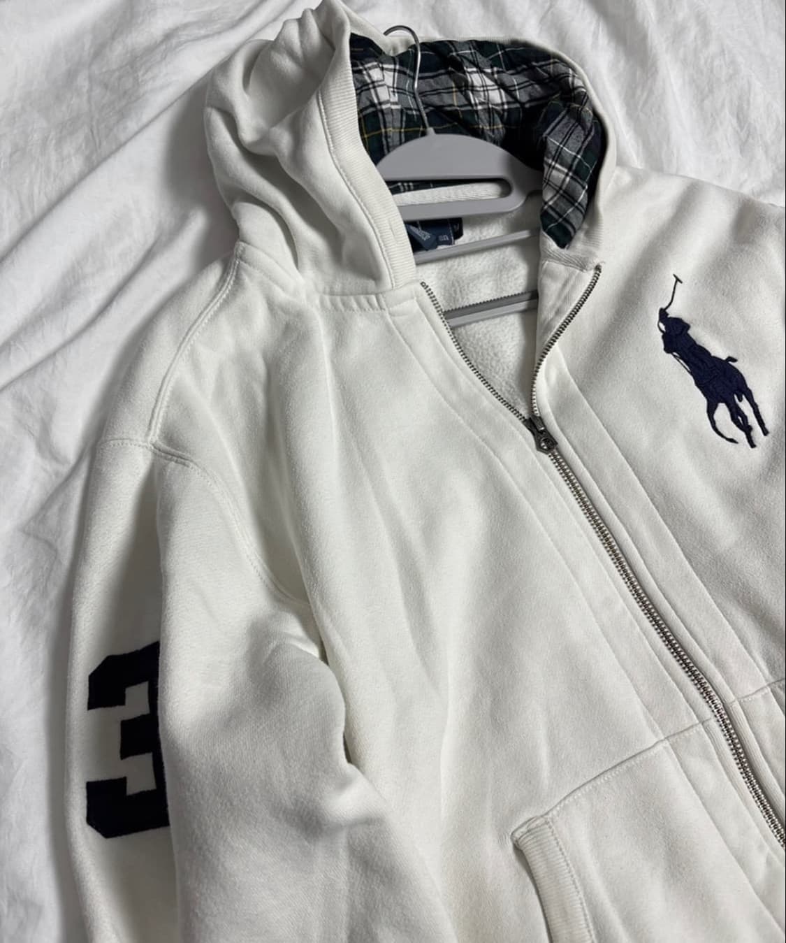 폴로 랄프로렌 빅포니 화이트 체크 후드집업 상품이미지2