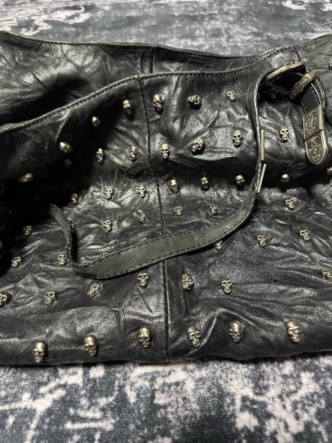 Punk style Skull Detail Leather Tote Bag 상품이미지2