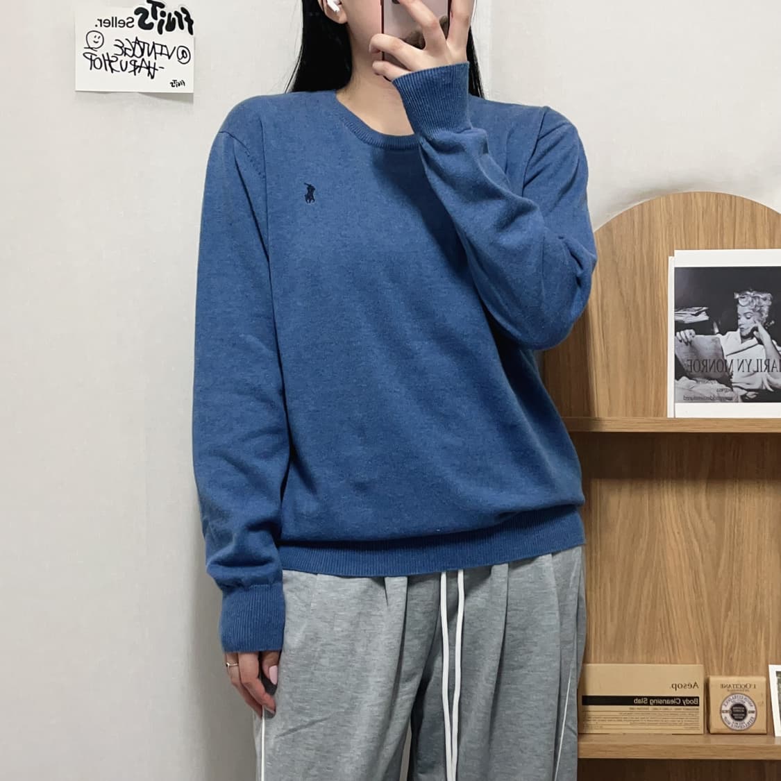 [정품] 폴로 블루 / 네이비포니 라운드 니트 [ M ] 상품이미지3