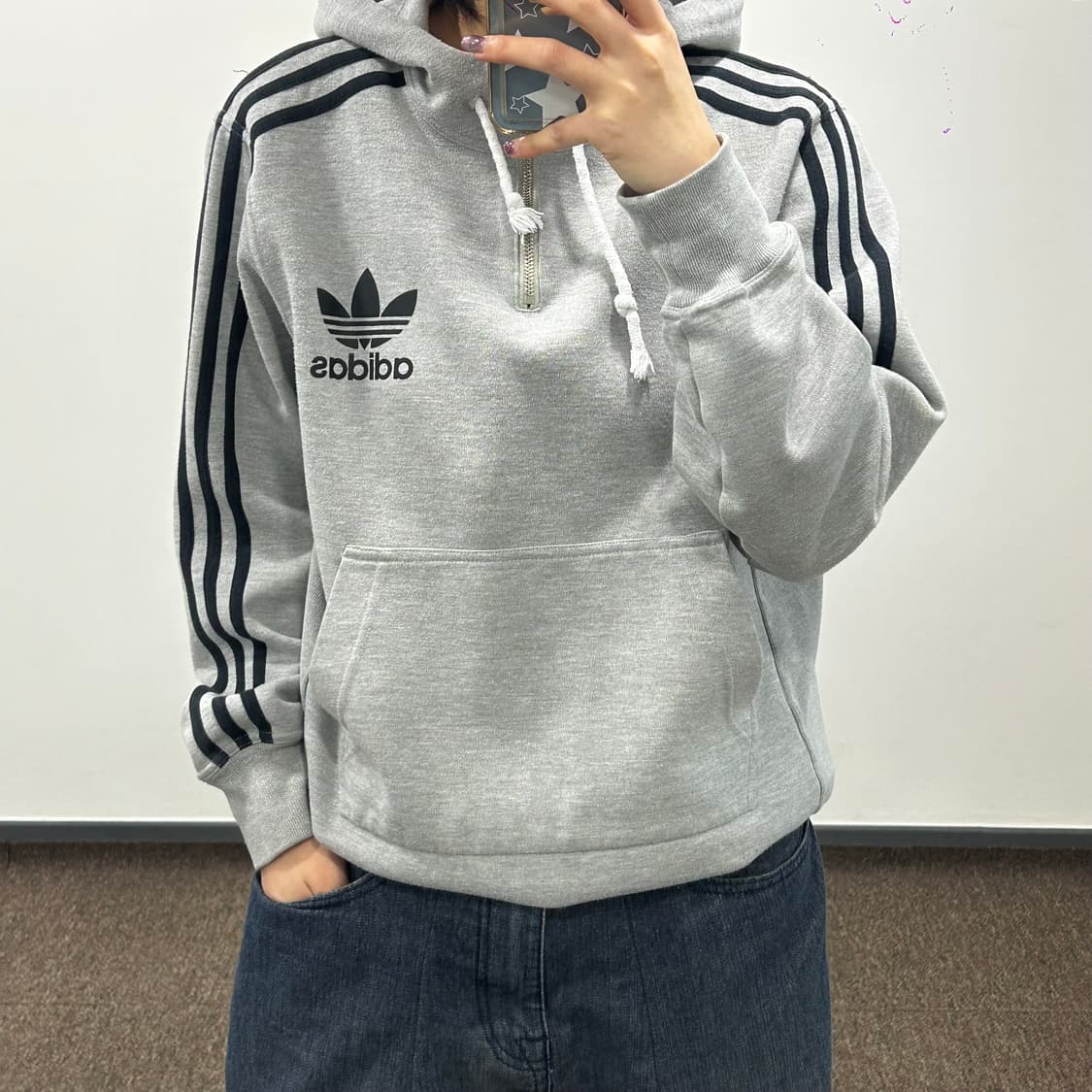 Adidas 아디다스 파이어버드 그레이 반집업 후드티 상품이미지2