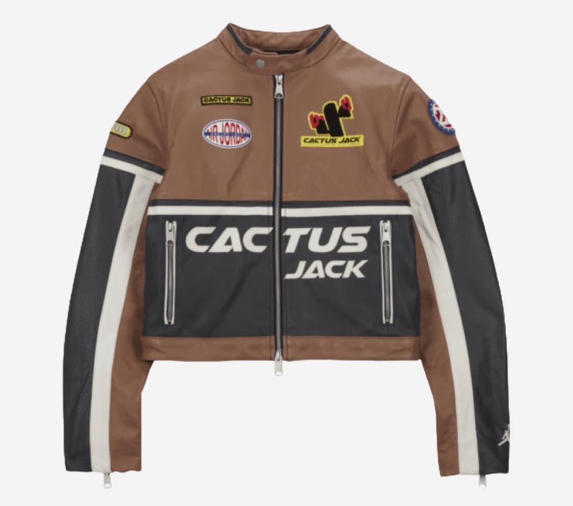 조던 x 트래비스 스캇 레더 자켓 아키오 브라운 - 아시아 상품이미지1