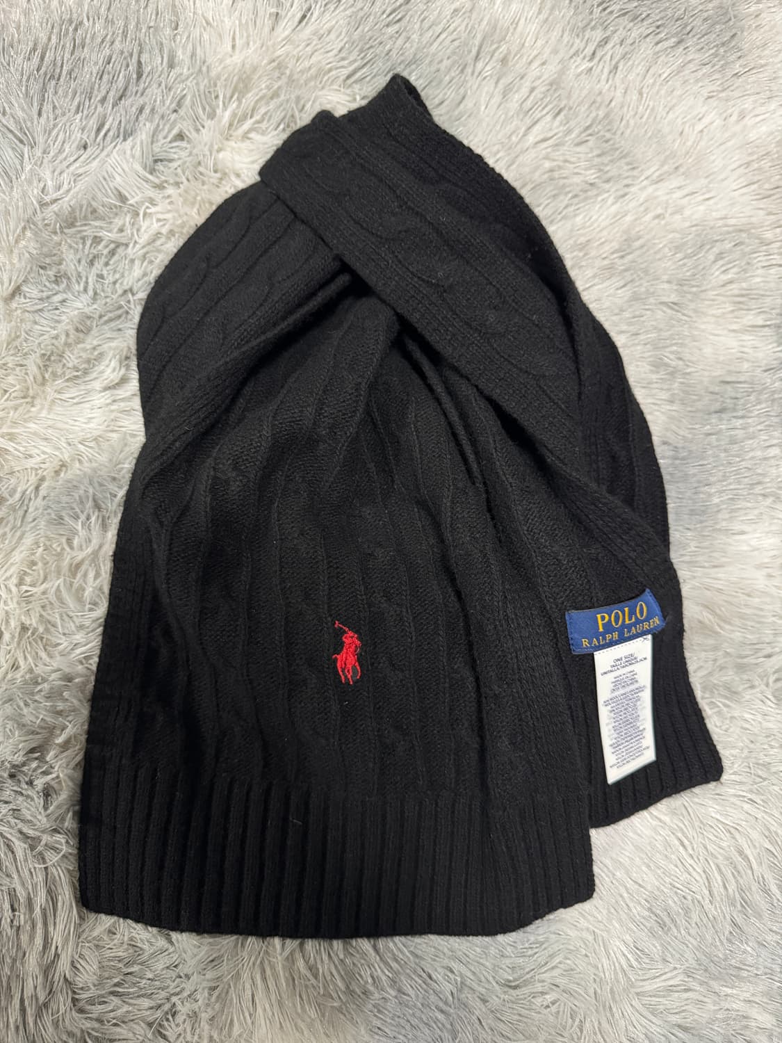 폴로랄프로렌 울  꽈배기 머플러 블랙 상품이미지3