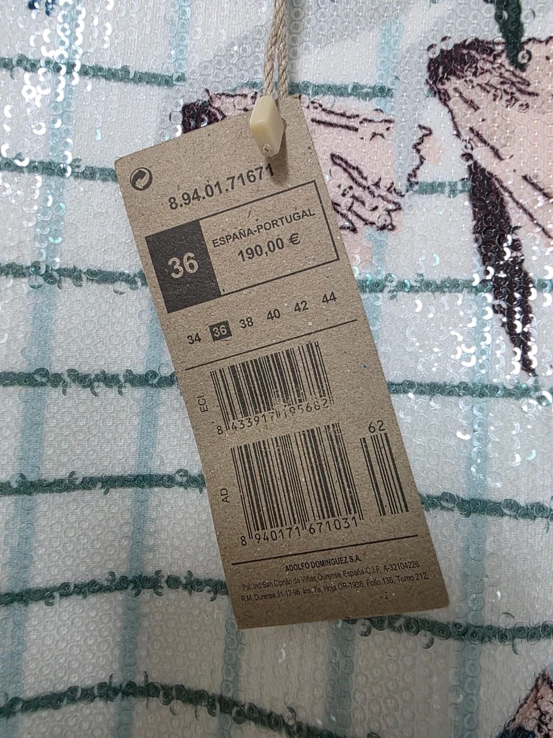 [새제품] 아돌포 도밍게즈 캡소매 스팽글 원피스 36 상품이미지3