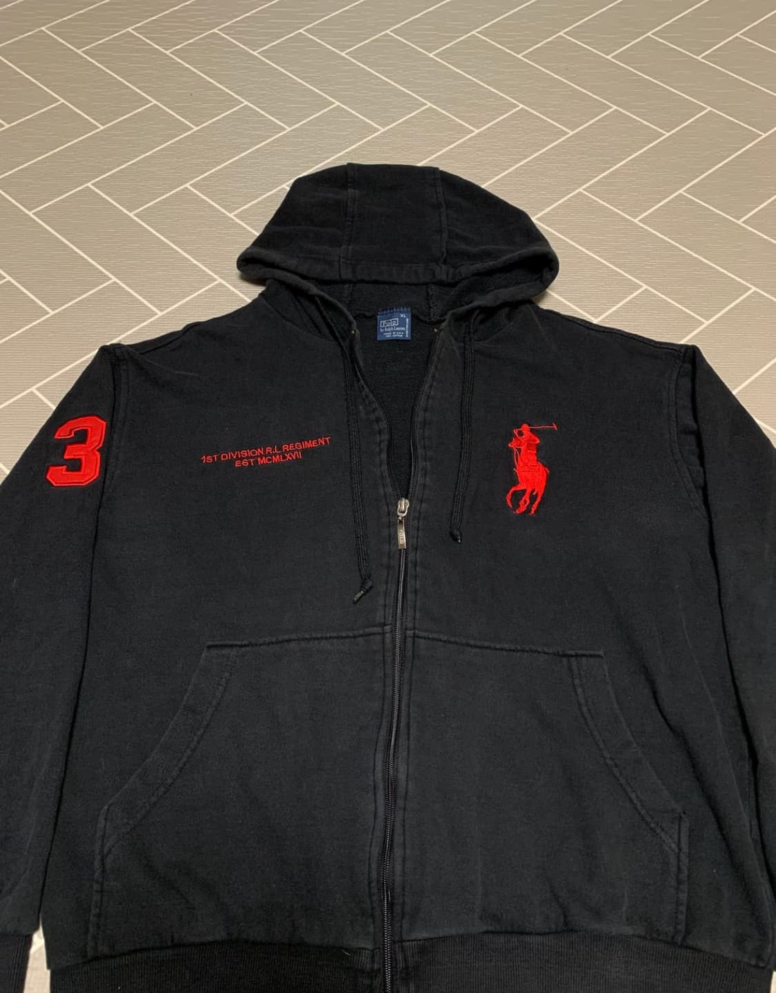 폴로 빅포니 블랙레드 후드집업 상품이미지1