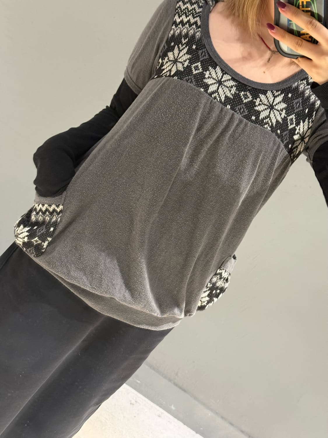 snow pattern pocket point hood top 상품이미지2