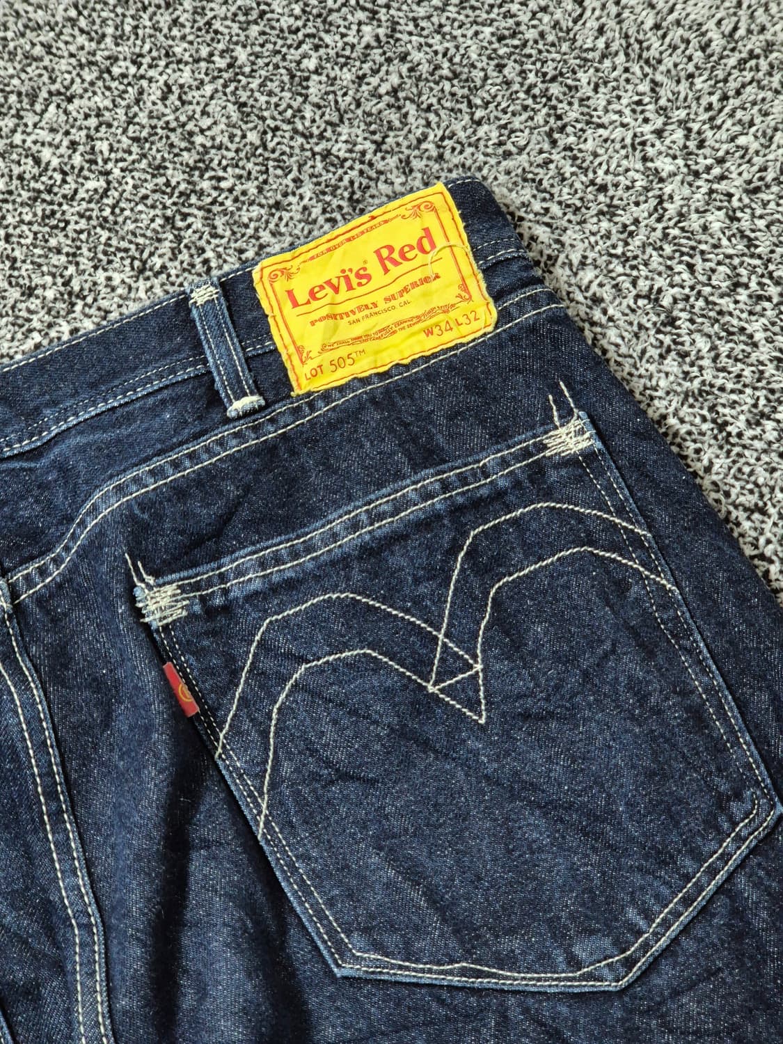 빈티지9. 리바이스 RED 505 진청 워싱 블랭크탭 데님팬츠 상품이미지6