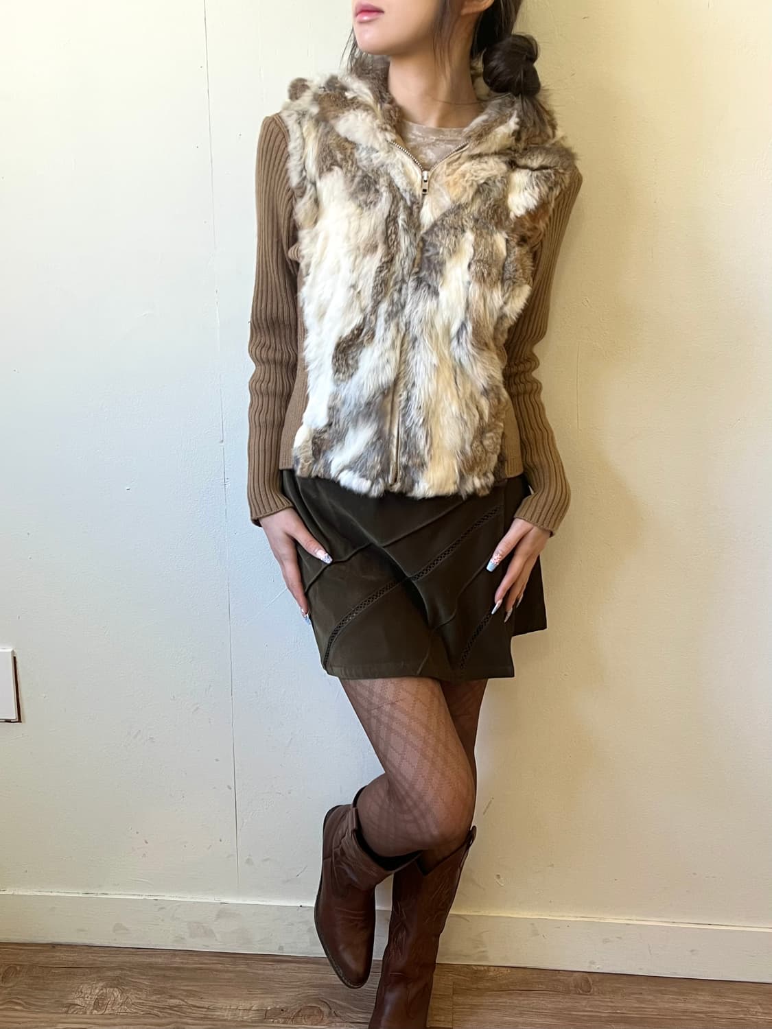 clear 페이크 퍼 후드 자켓  상품이미지5